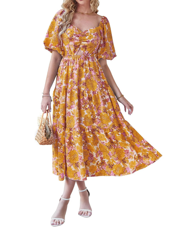 Vestido largo bohemio con estampado floral