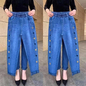 Pantalones Vaqueros con Cintura Alta Estampado