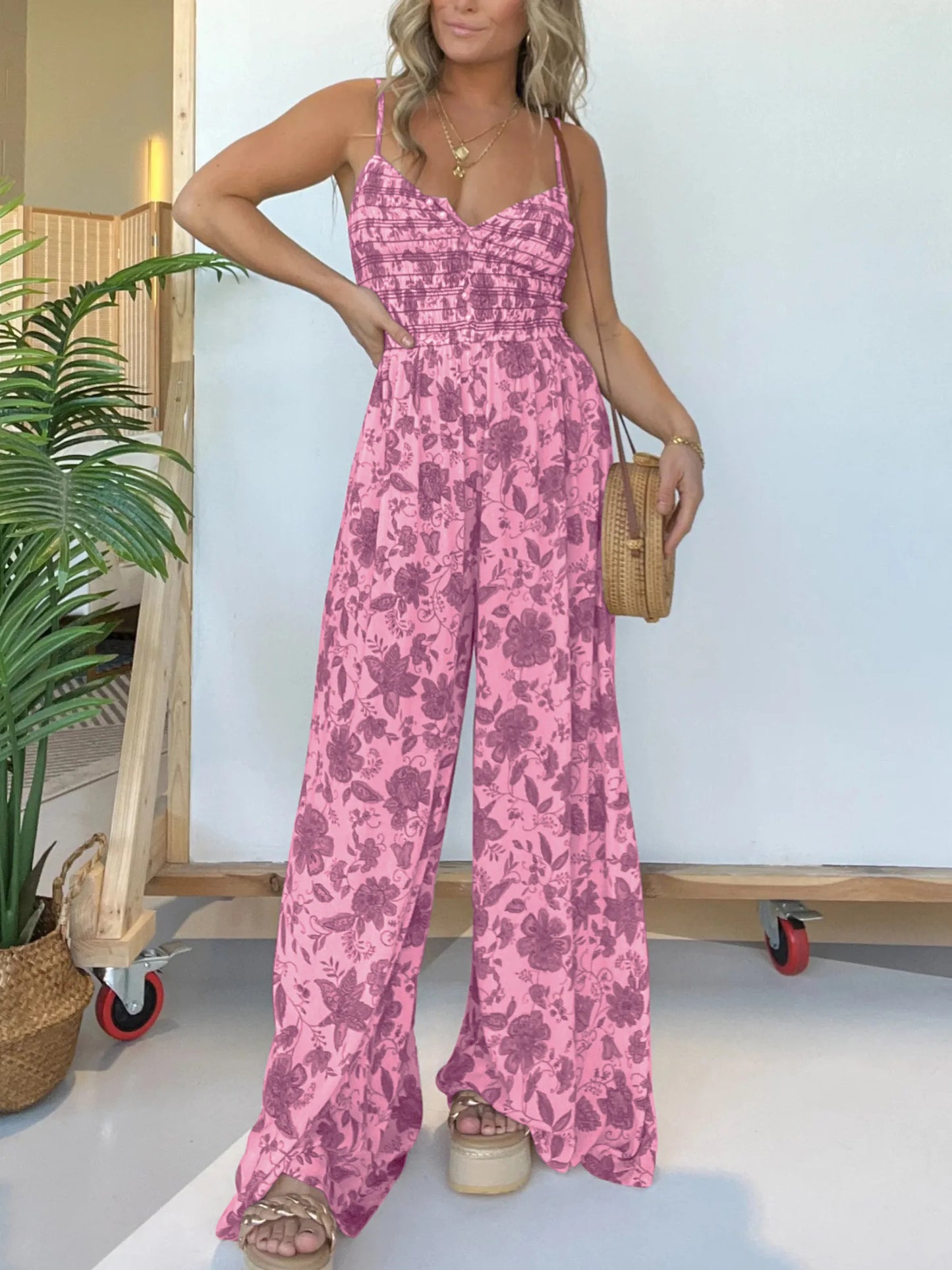 Mono ancho con tirantes florales