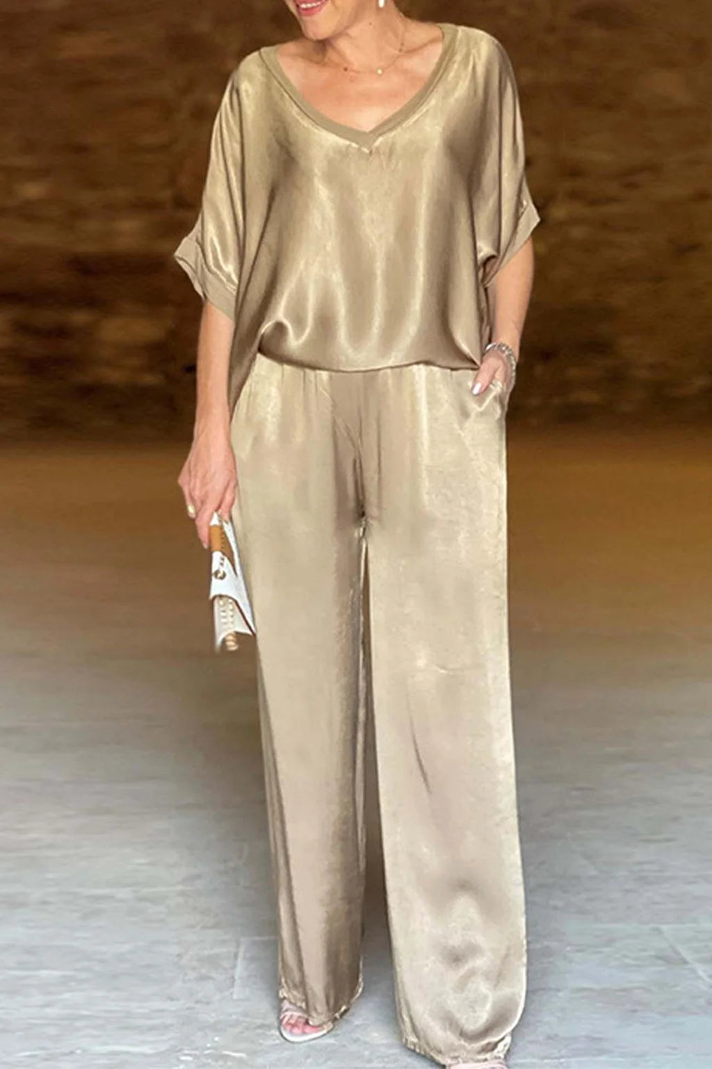 Conjunto De Pantalón Largo De Satén
