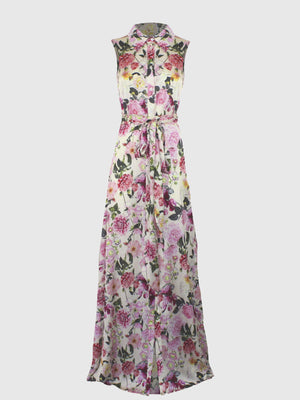 Vestido Largo Camisero Floral Print