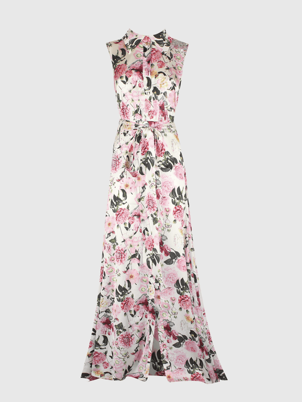Vestido Largo Camisero Floral Print