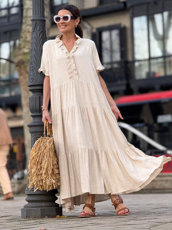 Vestido Igone Lino Beige