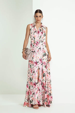 Vestido Largo Camisero Floral Print