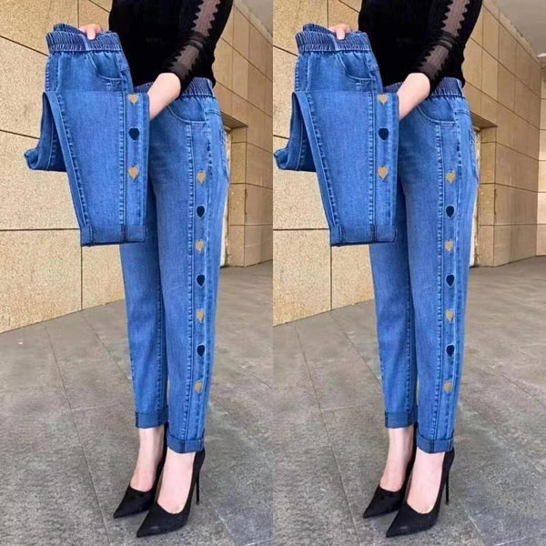 Pantalones Vaqueros con Cintura Alta Estampado