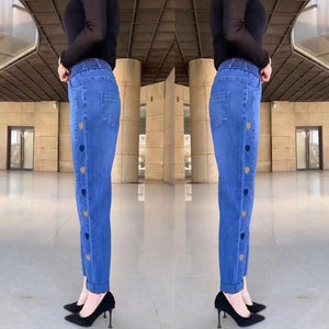 Pantalones Vaqueros con Cintura Alta Estampado