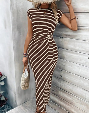 Vestido Chic Largo De Rayas