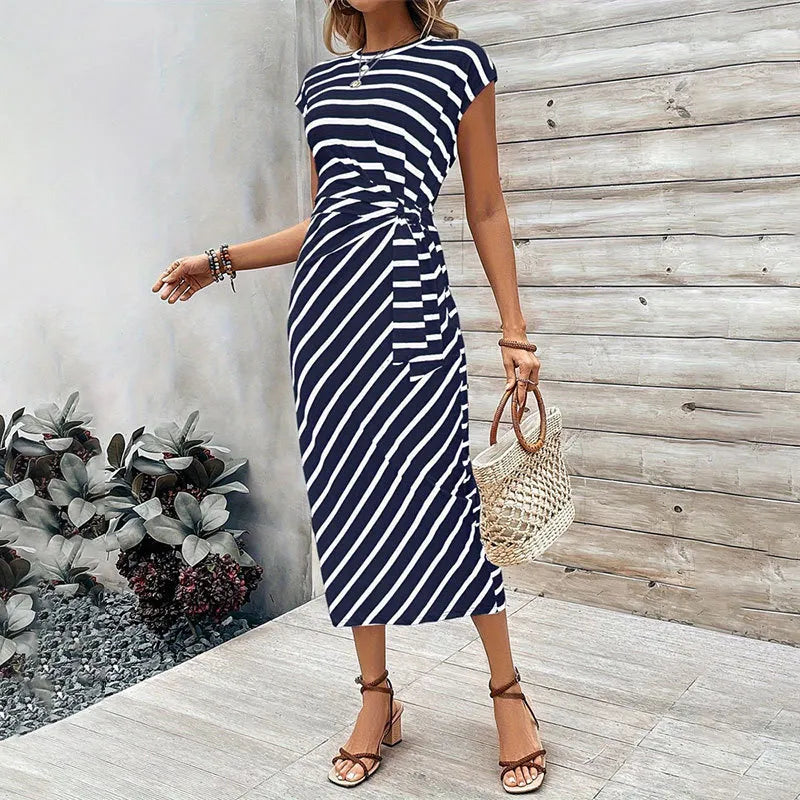 Vestido Chic Largo De Rayas