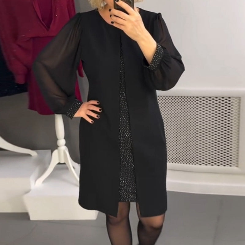 Vestido Luna Negra | Midi Elegante con Brillos de Cristal
