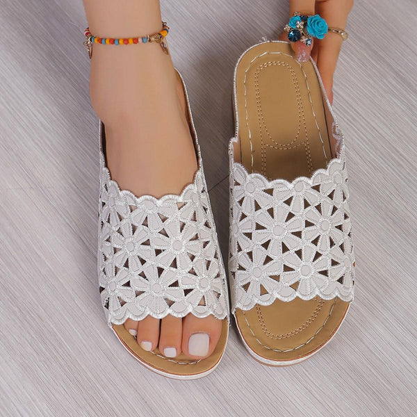 Sandalias Florales De Tacón