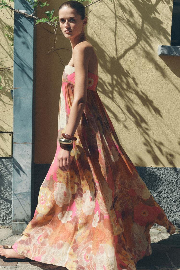 Isola | Vestido Largo Con Estampado Floral