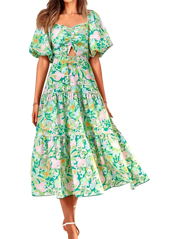 Vestido largo bohemio con estampado floral