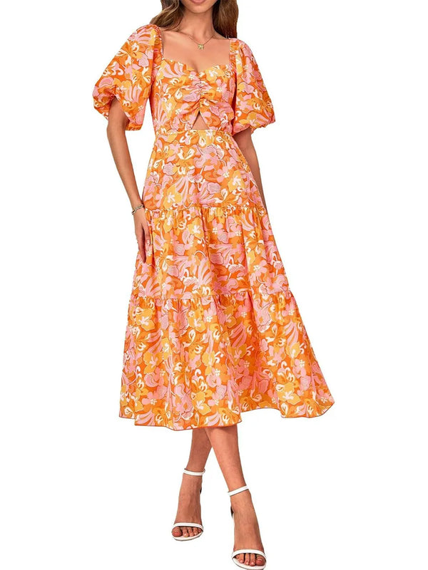 Vestido largo bohemio con estampado floral