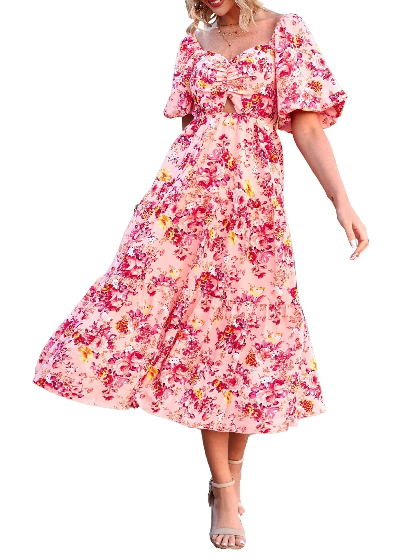 Vestido largo bohemio con estampado floral