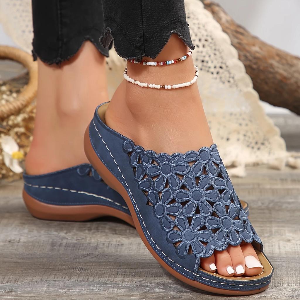 Sandalias Florales De Tacón