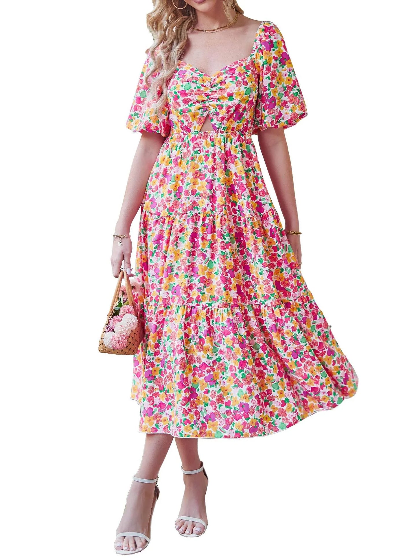 Vestido largo bohemio con estampado floral