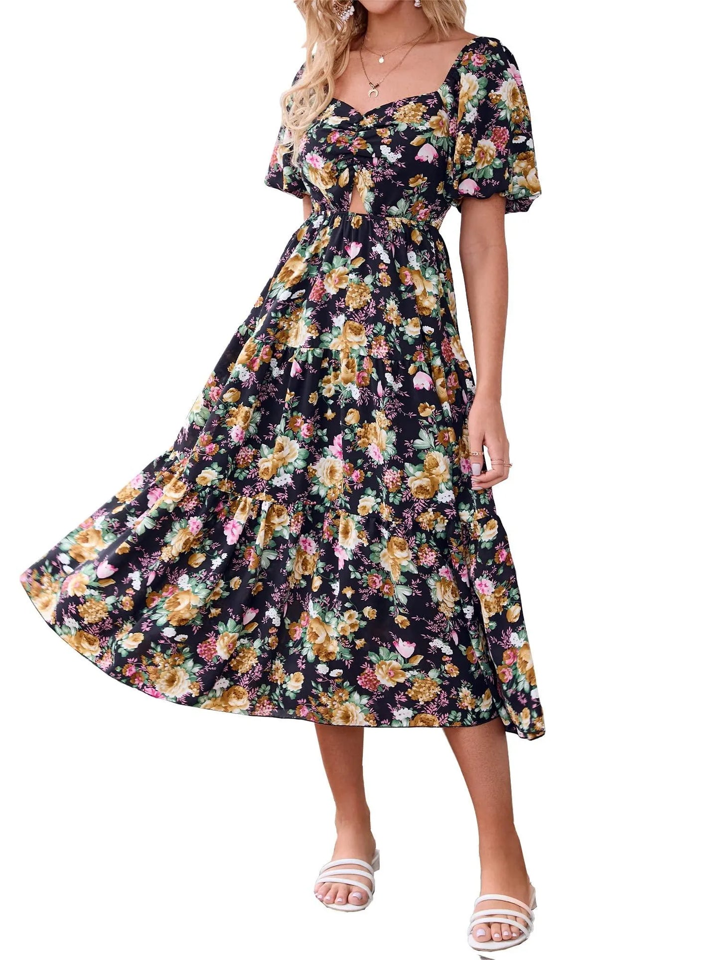 Vestido largo bohemio con estampado floral
