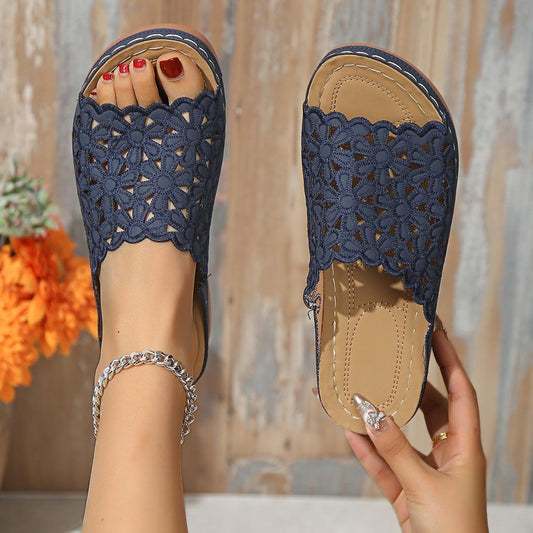 Sandalias Florales De Tacón