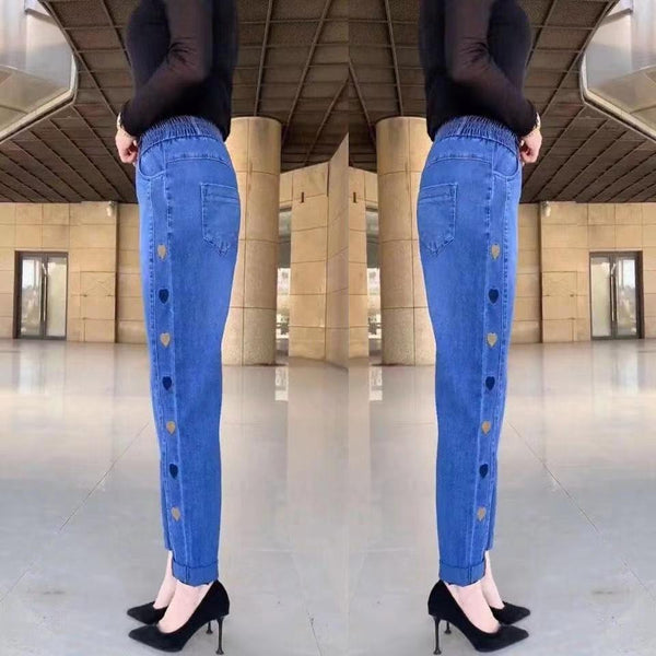 Pantalones Vaqueros con Cintura Alta Estampado