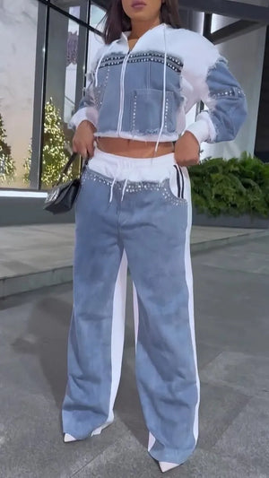 Conjunto Casual de Mezclilla y Brillos