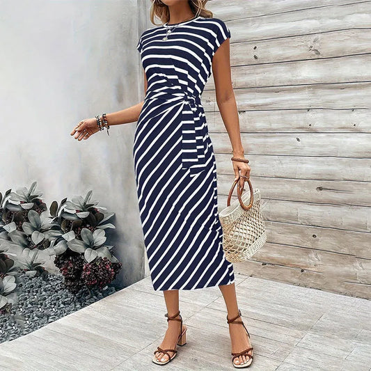 Vestido Chic Largo De Rayas