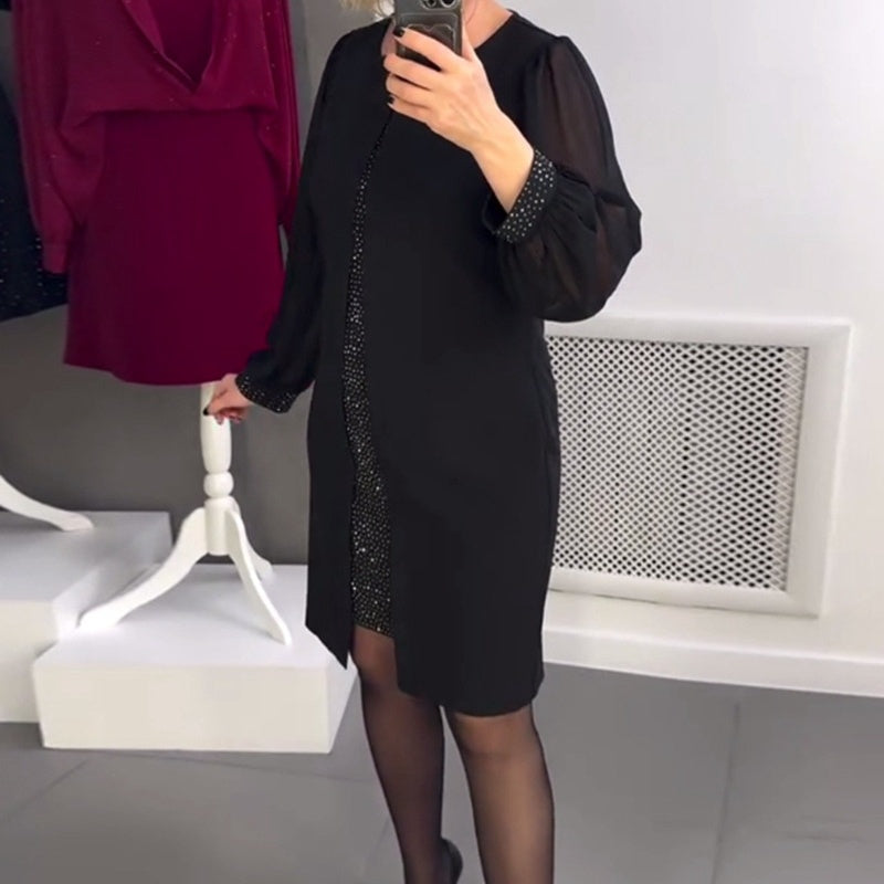 Vestido Luna Negra | Midi Elegante con Brillos de Cristal