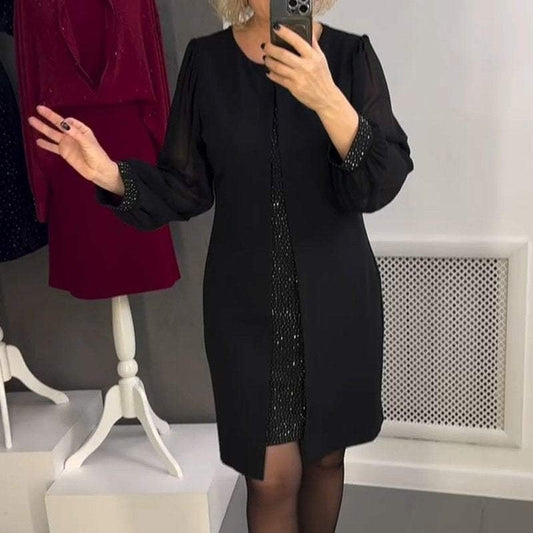 Vestido Luna Negra | Midi Elegante con Brillos de Cristal